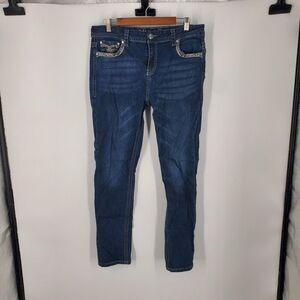 Rebel & Soul Jeans Womens 15 Blue Skinny Embellished Pockets Rhinestone Denim